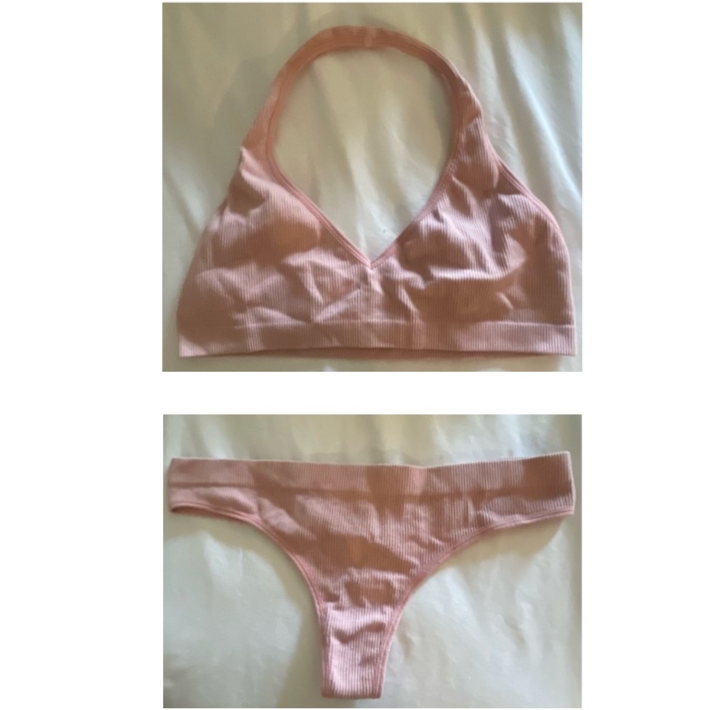 NWOT 2 PEICE SEXY RIBBED PINK BRALETTE AND THONG SET! SO CUTE! 🎈